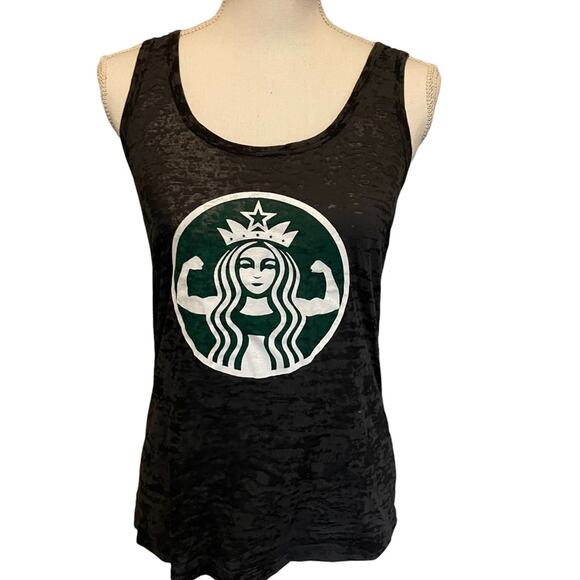 Starbucks Inspired Burnout Racerback Workout Running Tank Size XL - Picture 4 of 6